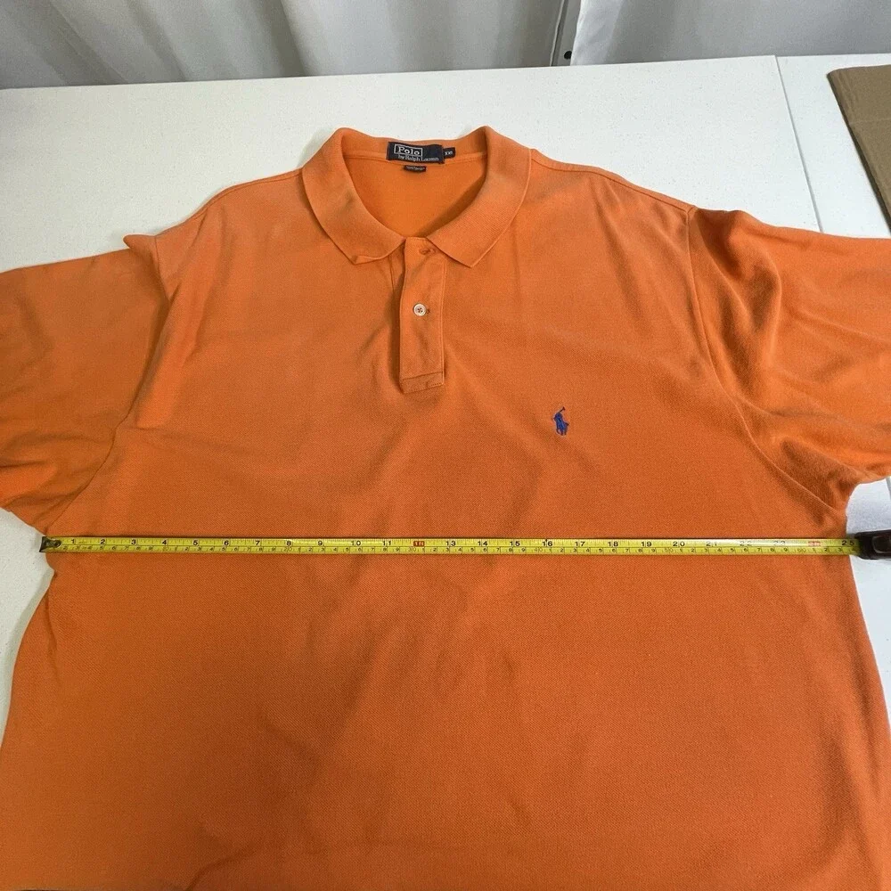 Polo by Ralph Lauren Polo Shirt Mens XXL Orange Blue Pony 100% Cotton Classic